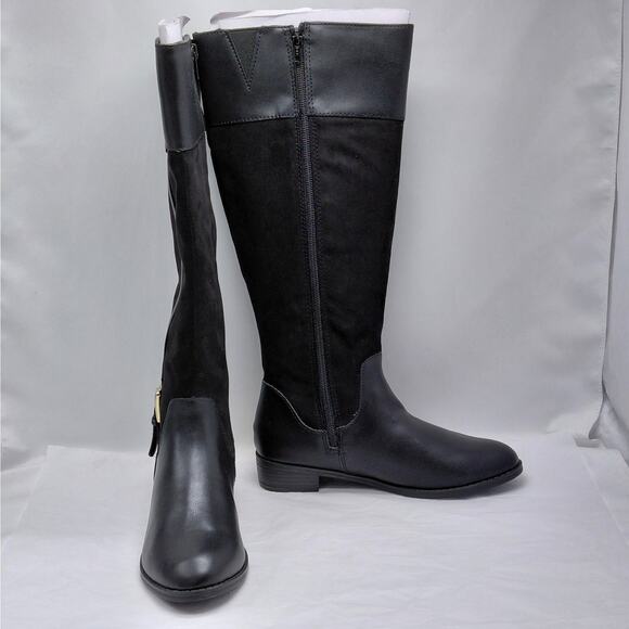 Karen Scott Womens Knee High Riding Boots 6M Black Western Buckle Equestrian - Picture 2 of 13